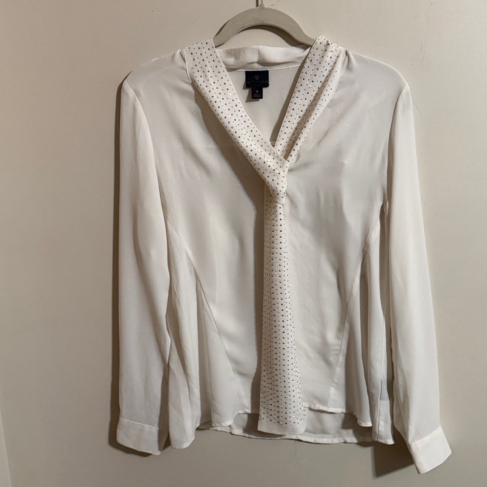Worthington Cream Blouse with Elegant Tie Accent
